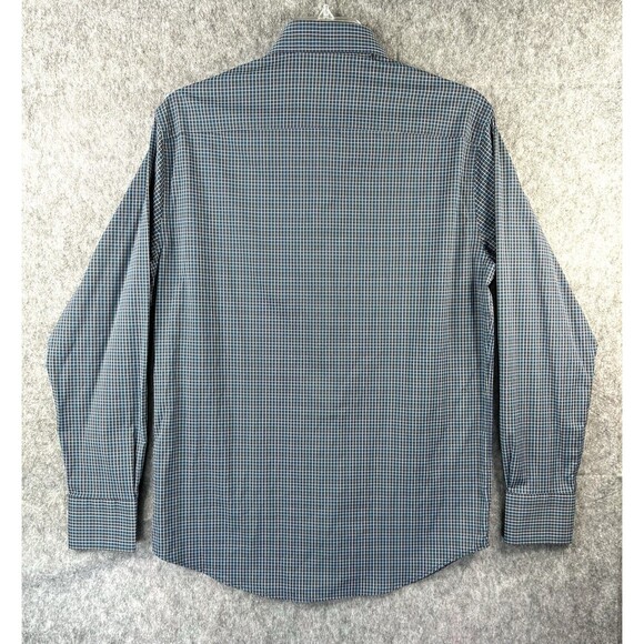 Peter Millar Summer Comfort Shirt Men's Blue Check Long Sleeve Stretch Medium - Picture 3 of 8